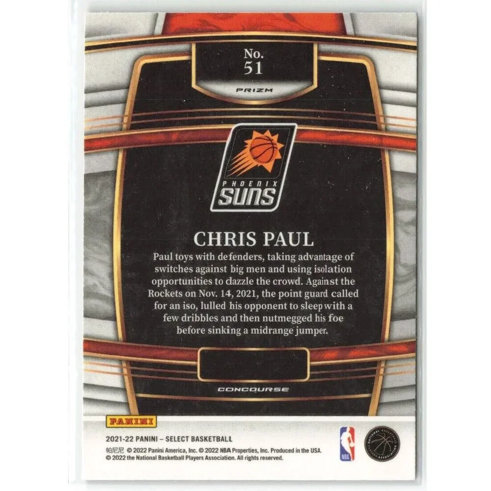 2021-22 Panini Select Chris Paul Blue Prizm #51 Phoenix Suns